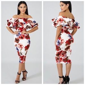 Off the shoulder couture flower dress